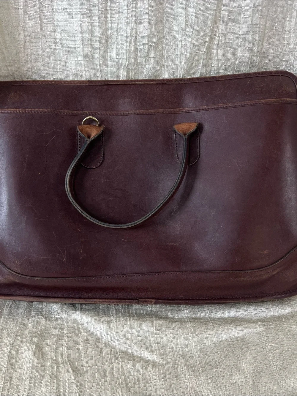 Vintage Dark Brown Leather Briefcase with Top Handles